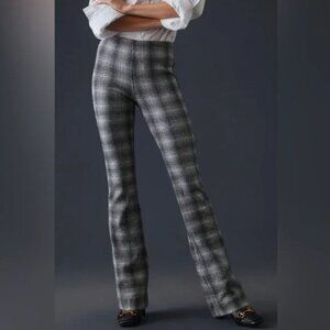 Anthropologie Charcoal and Black Checkered Flare Pants